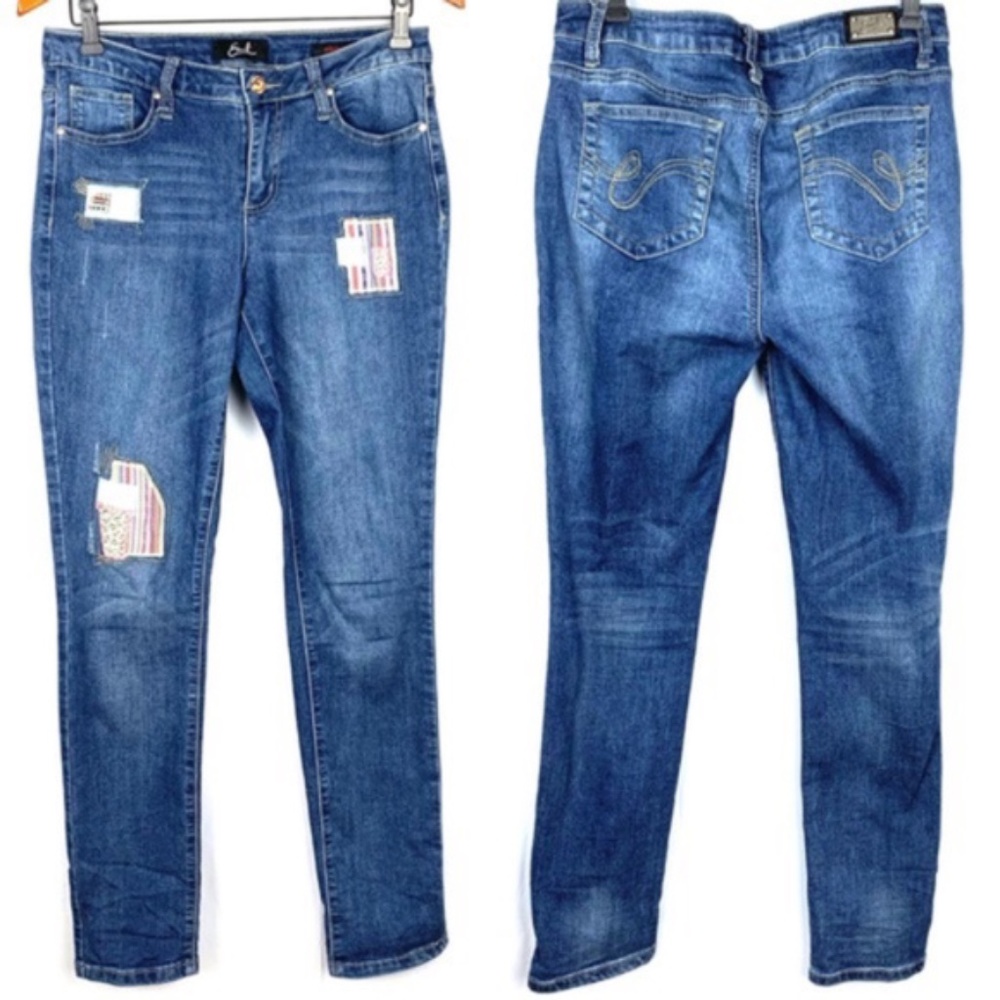 Earl women's skinny jeans embellished and distressed, size 8